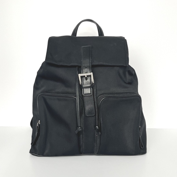 Coach Mercer Black Nylon Backpack W/Leather Trim & Adjustable Strap - Picture 1 of 13